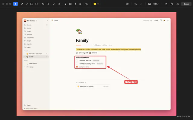Firefly's Annotate editor: a screenshot with a box, an arrow, a note and a highlight, on a gradient backdrop